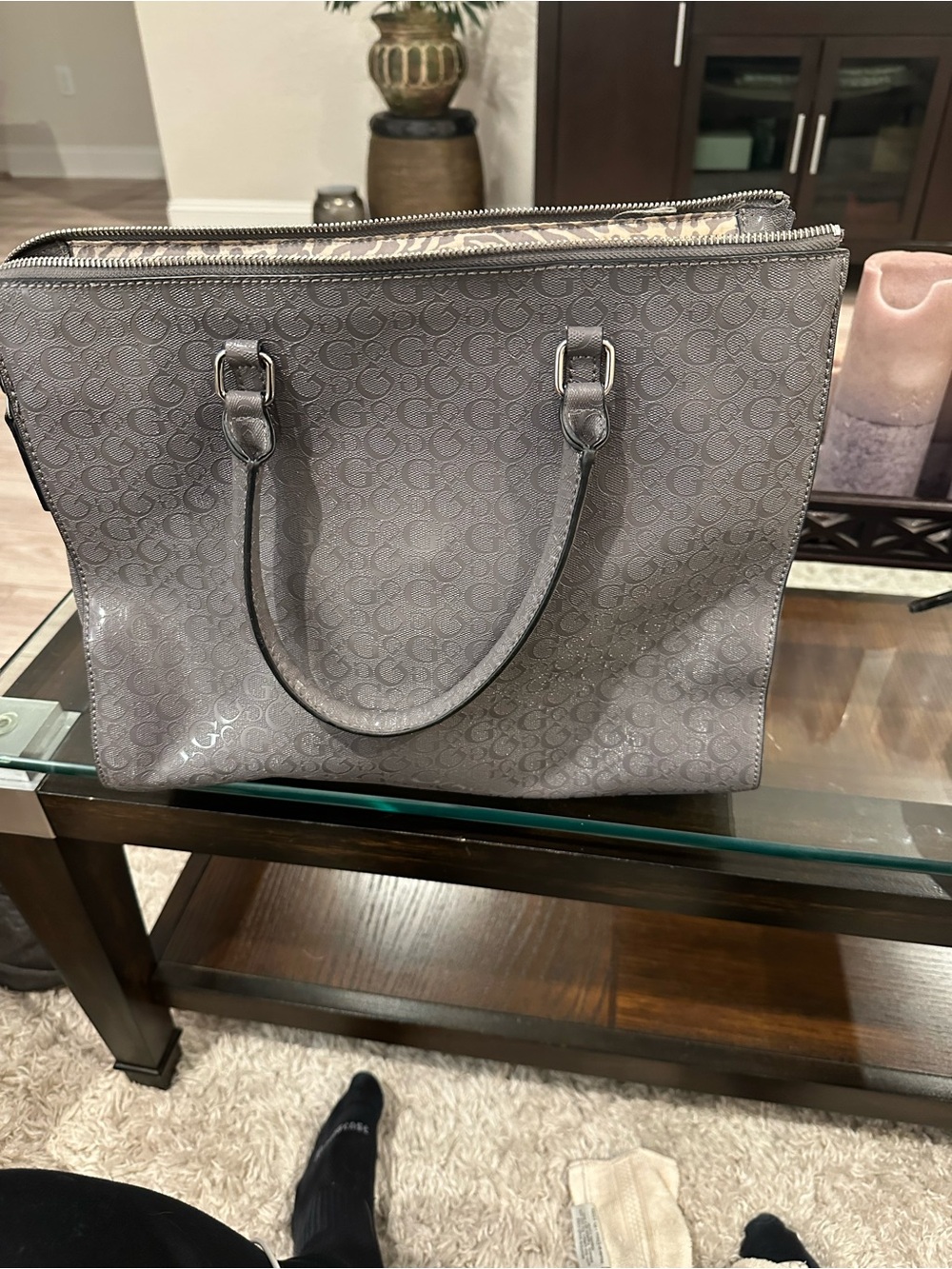Guess Gray Signature Shoulder Tote
